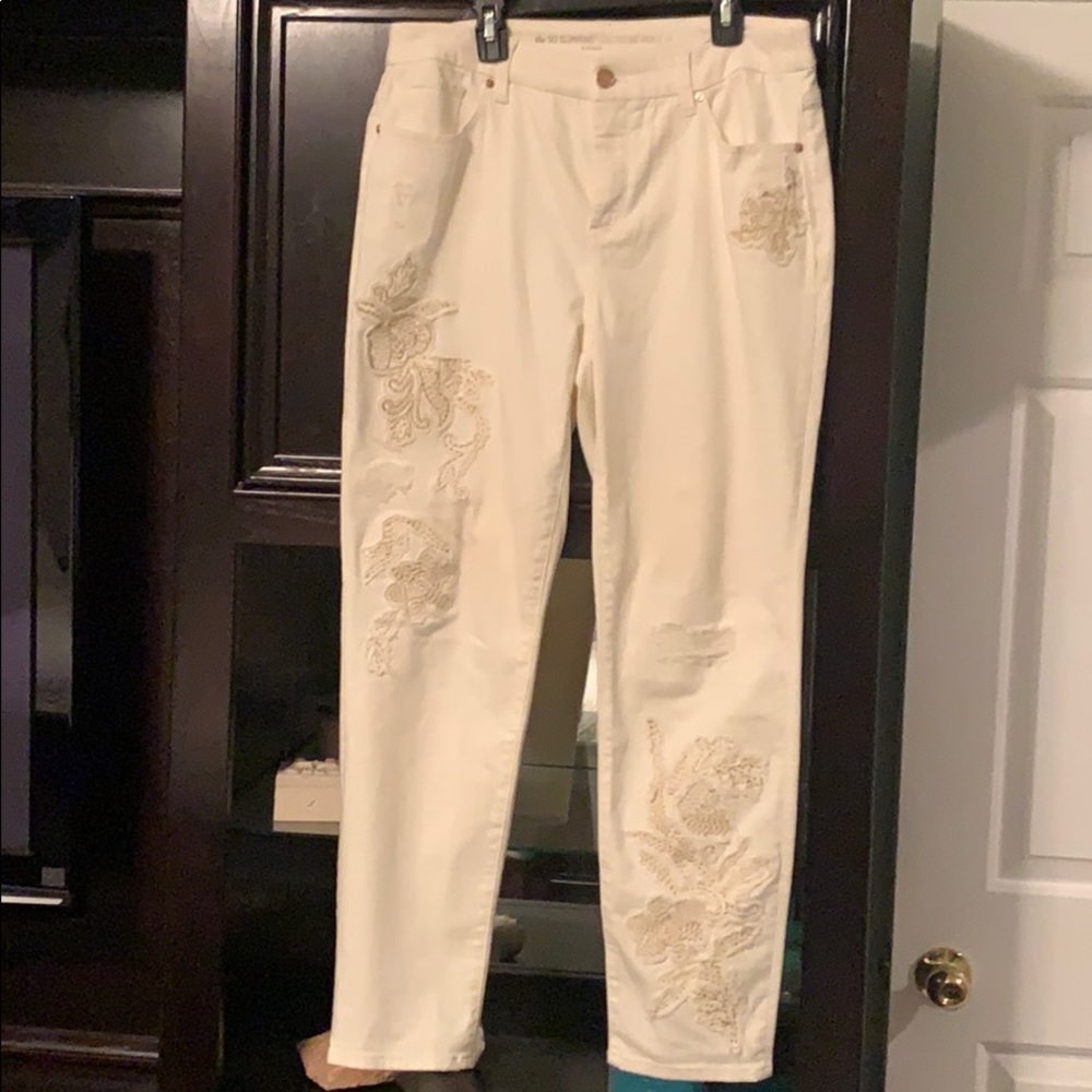 Chico’s Off white embellished jeans